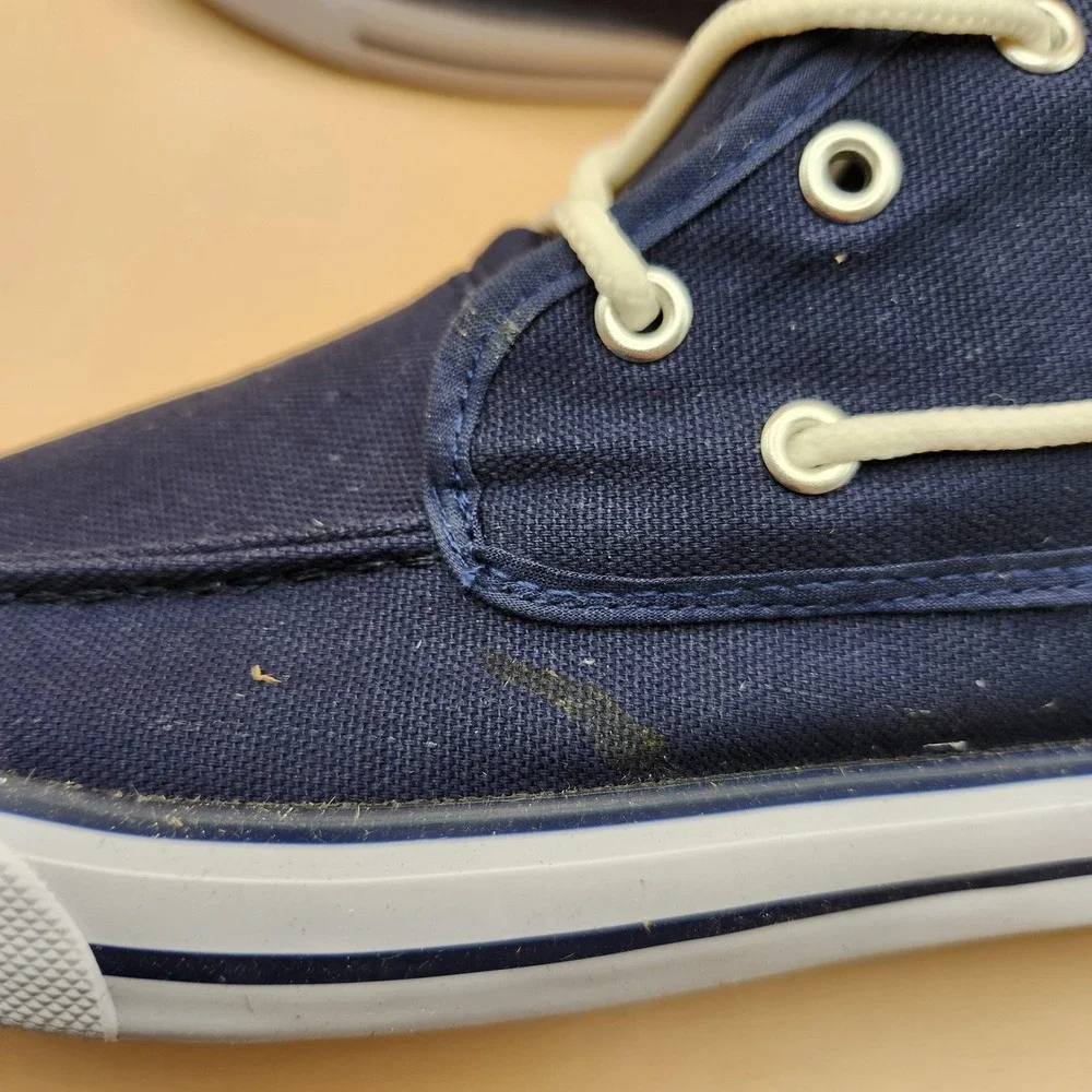 Collection 'O' Boat Shoes Mens Size 9 Navy Canvas High Top Lace Up VRL-03